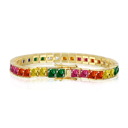 [Olivia JW]Radiant Colorful Princess Cut Tennis Bracelet