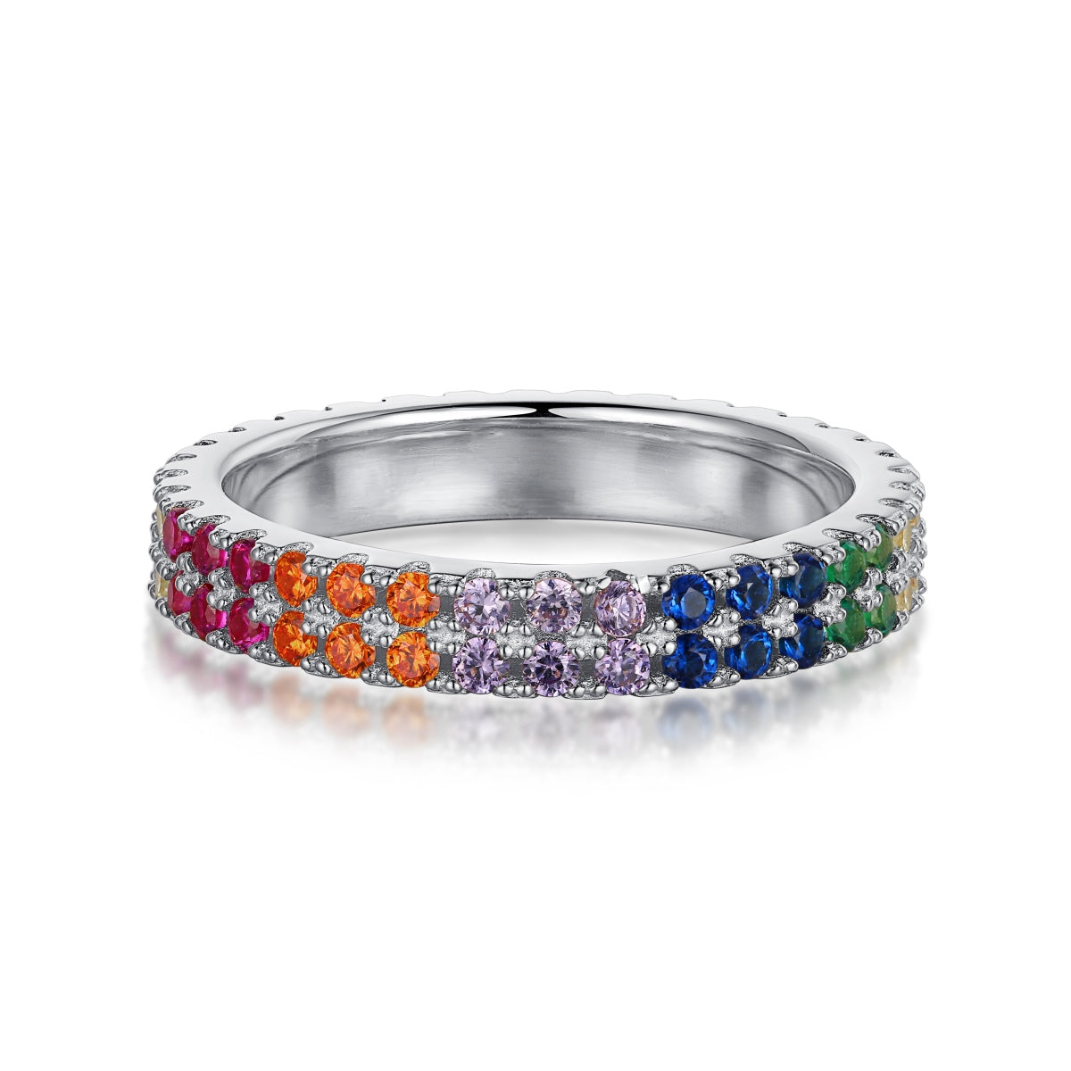 [Olivia JW]Unique Colorful Round Cut Tennis Ring