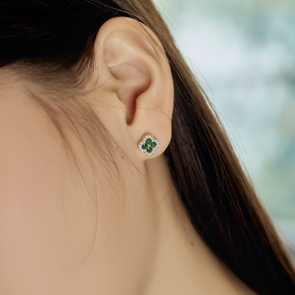 [Olivia JW]Four-Leaf Clover Flower Shaped Earrings