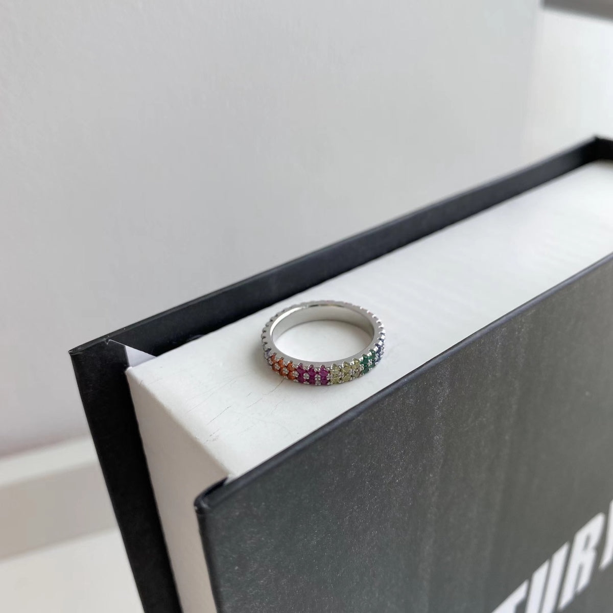 [Olivia JW]Unique Colorful Round Cut Tennis Ring