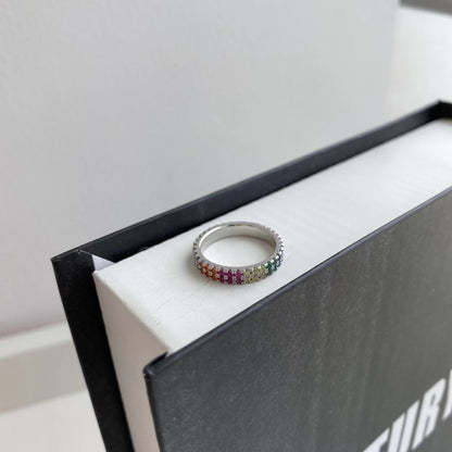 [Olivia JW]Unique Colorful Round Cut Tennis Ring