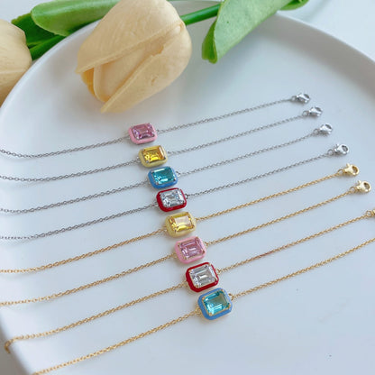 [Olivia JW]2.0 Carat Sparkling Colorful Emerald Cut Daily Bracelet
