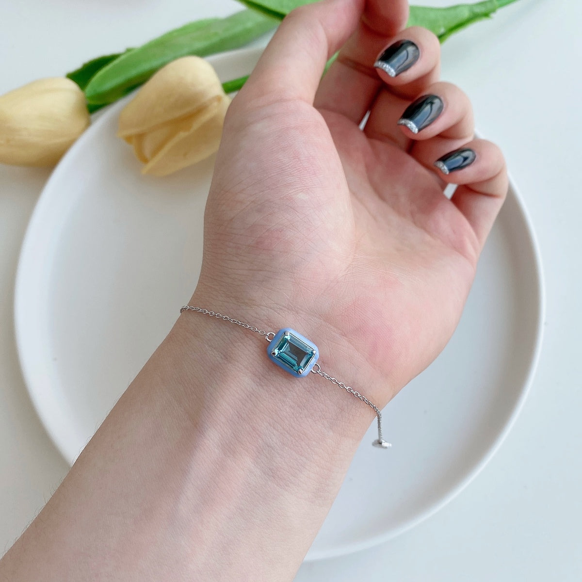 [Olivia JW]2.0 Carat Sparkling Colorful Emerald Cut Daily Bracelet