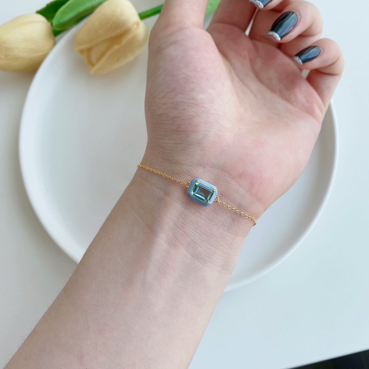 [Olivia JW]2.0 Carat Sparkling Colorful Emerald Cut Daily Bracelet