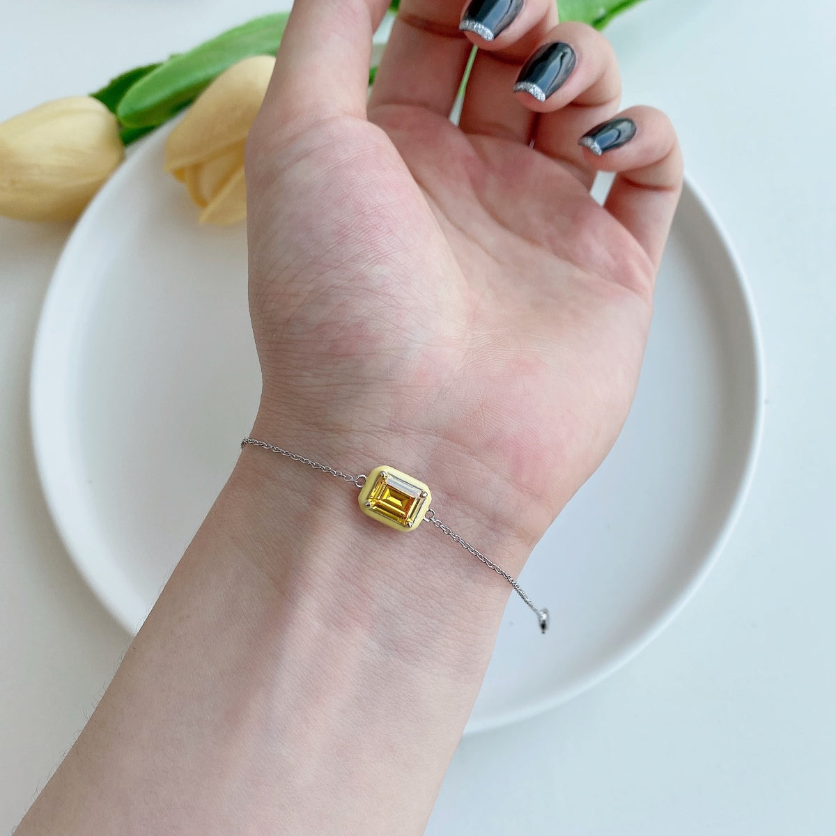 [Olivia JW]2.0 Carat Sparkling Colorful Emerald Cut Daily Bracelet