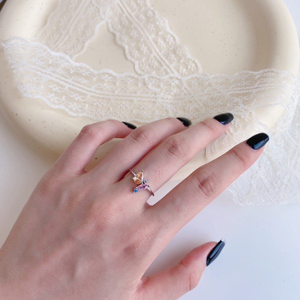 [Olivia JW]Radiant Colorful Multi Cut Daily Ring