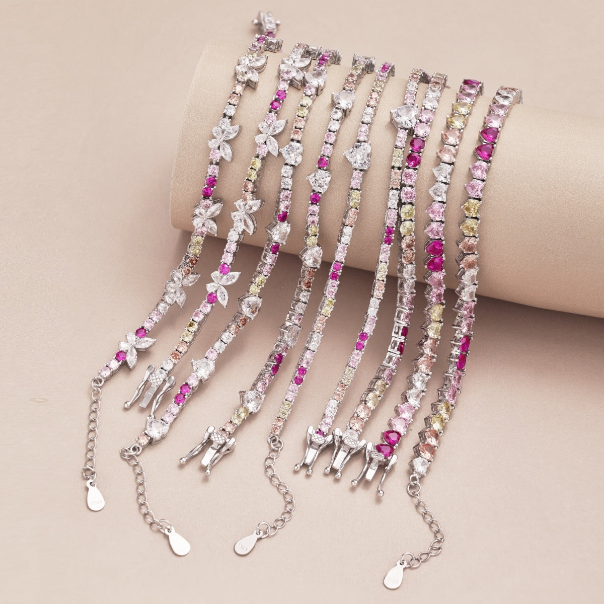 [Olivia JW]Sparkling Colorful Full Heart Tennis Necklace
