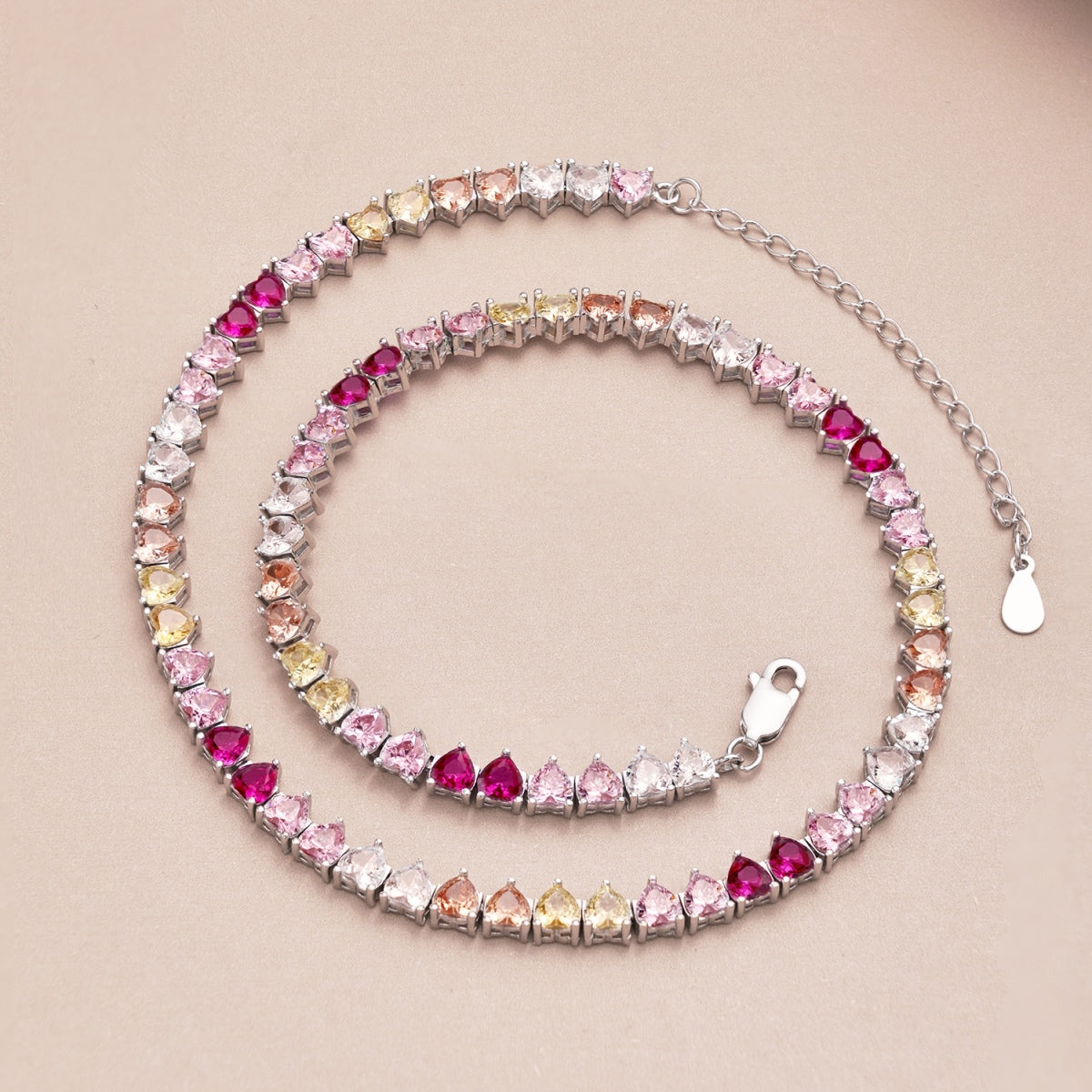 [Olivia JW]Sparkling Colorful Full Heart Tennis Necklace