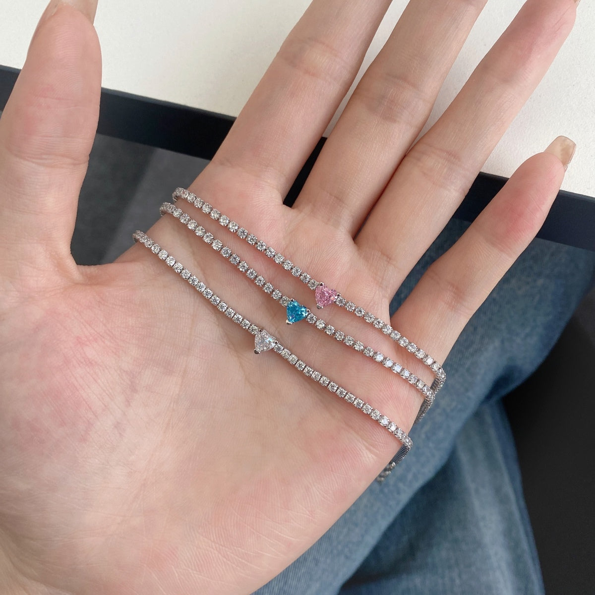 [Olivia JW]0.5 Carat Elegant Romantic Heart Shape Lover Bracelet