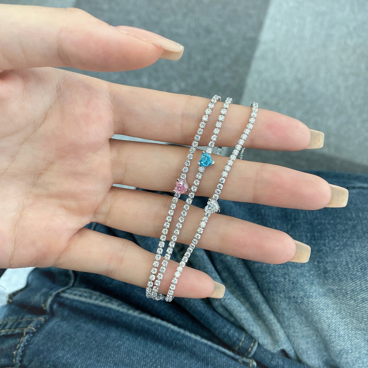 [Olivia JW]0.5 Carat Elegant Romantic Heart Shape Lover Bracelet