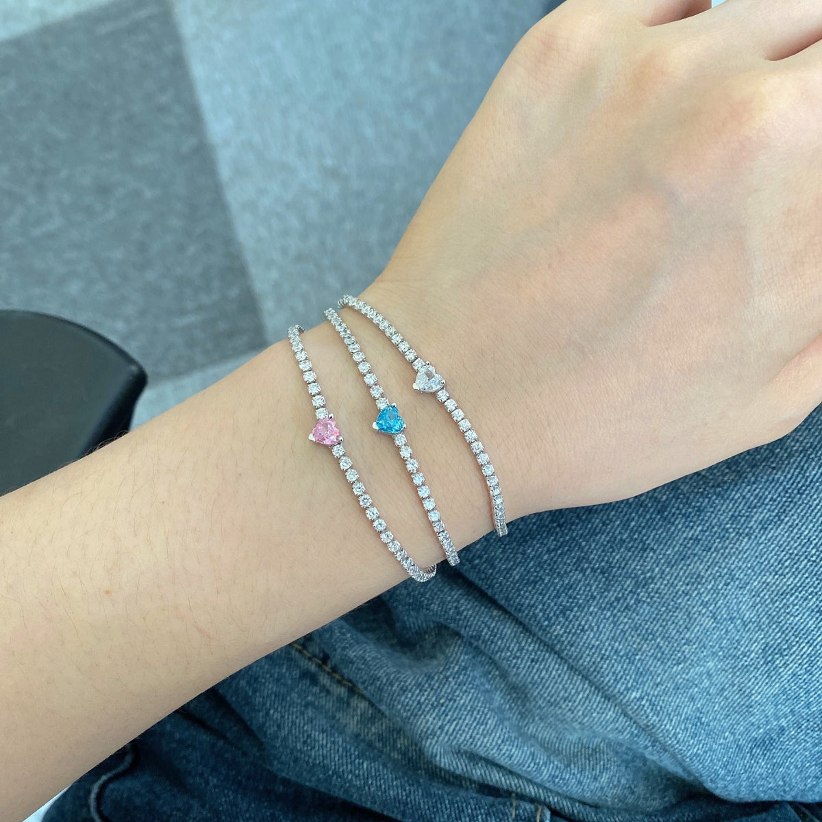 [Olivia JW]0.5 Carat Elegant Romantic Heart Shape Lover Bracelet