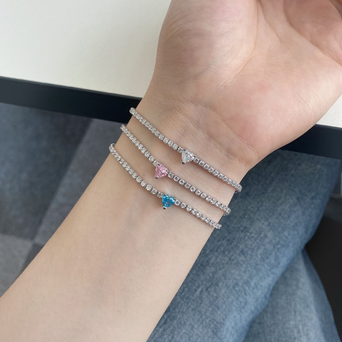 [Olivia JW]0.5 Carat Elegant Romantic Heart Shape Lover Bracelet