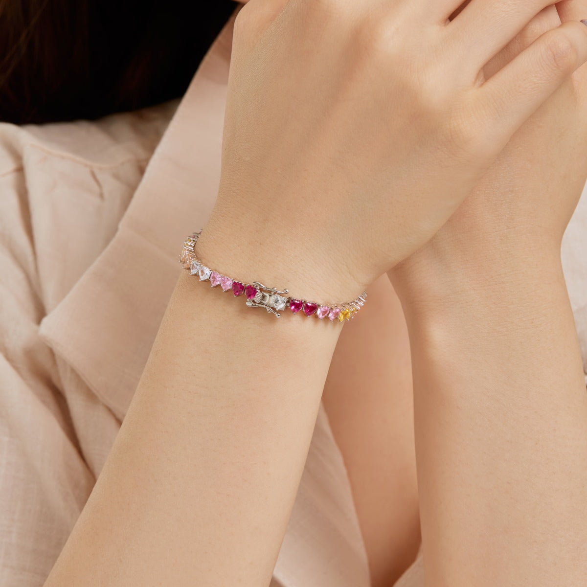 [Olivia JW]Luxurious Colorful Romantic Heart Shape Lover Bracelet