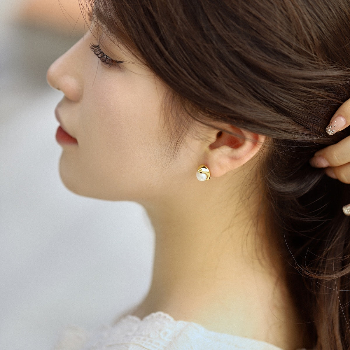 [Olivia JW]Dainty Bread Pearl Earrings
