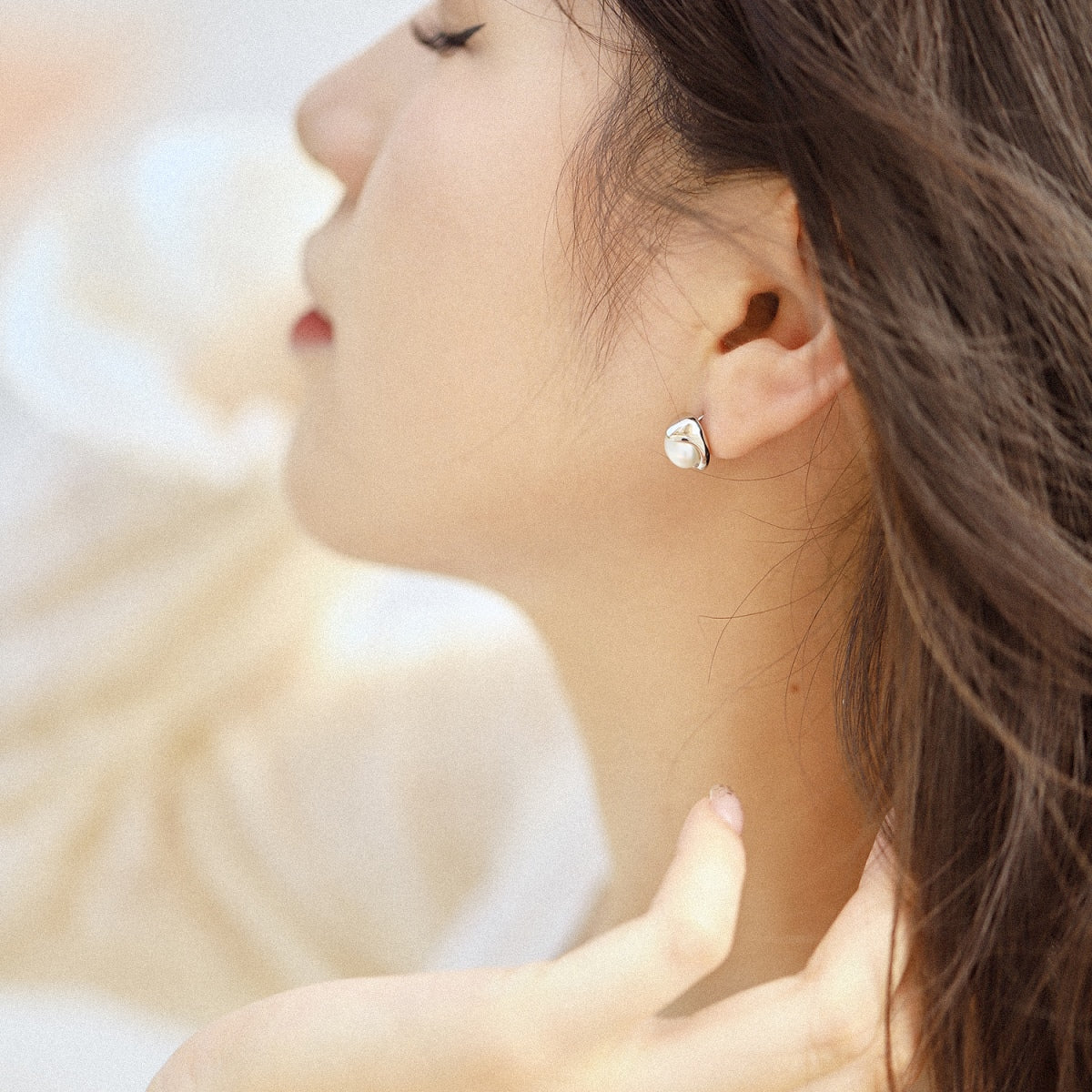 [Olivia JW]Dainty Bread Pearl Earrings