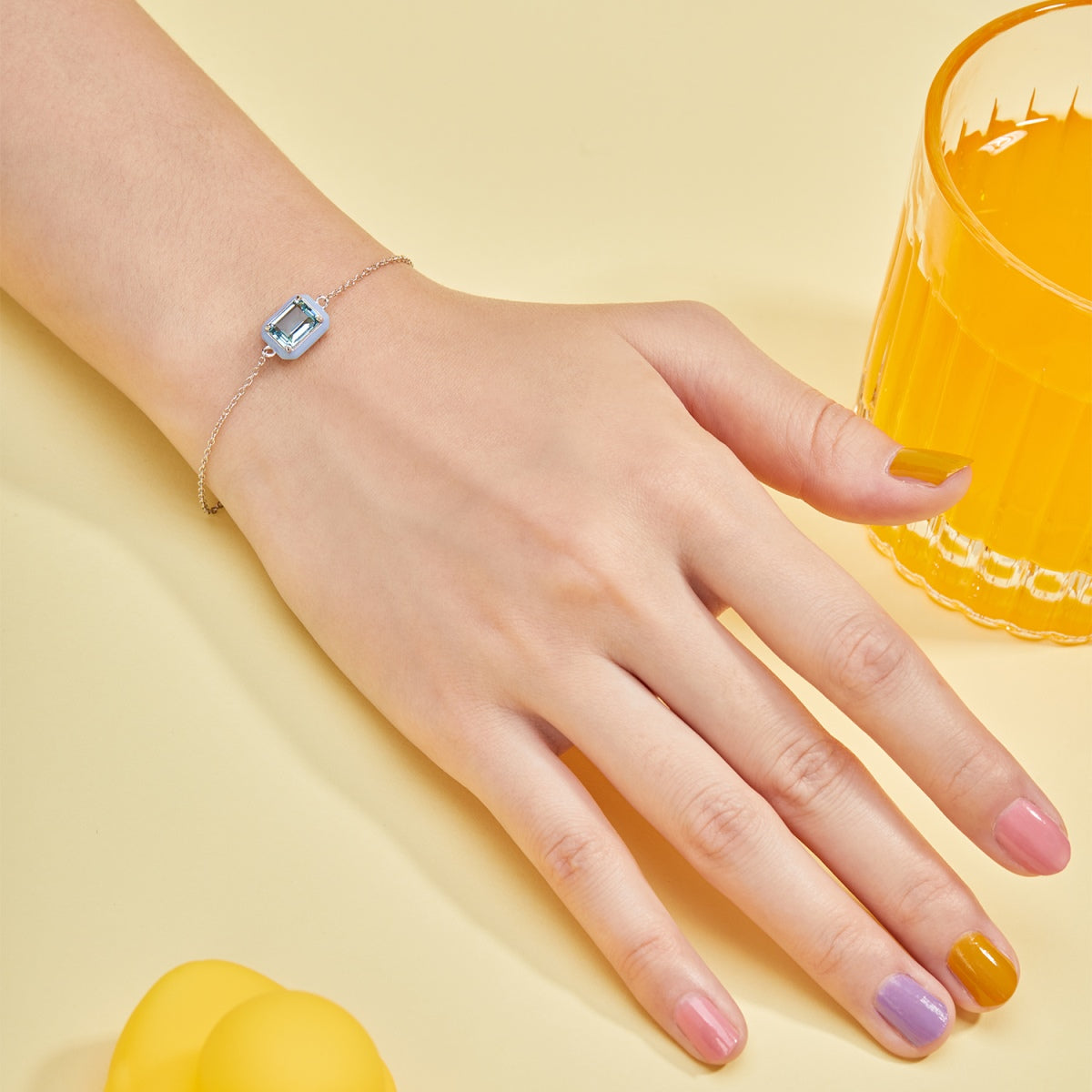 [Olivia JW]2.0 Carat Sparkling Colorful Emerald Cut Daily Bracelet