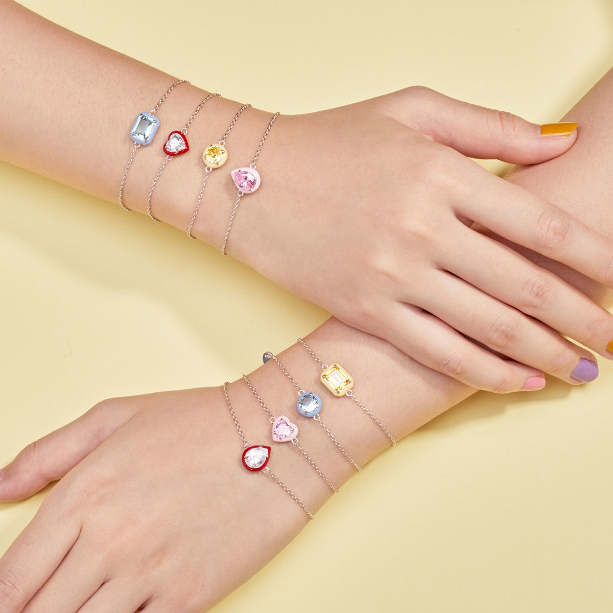 [Olivia JW]2.0 Carat Sparkling Colorful Emerald Cut Daily Bracelet