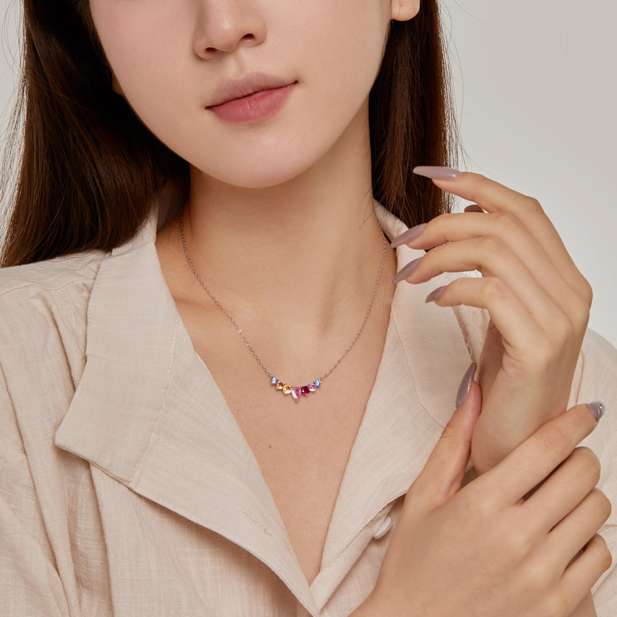 [Olivia JW]Dainty Colorful Heart Necklace