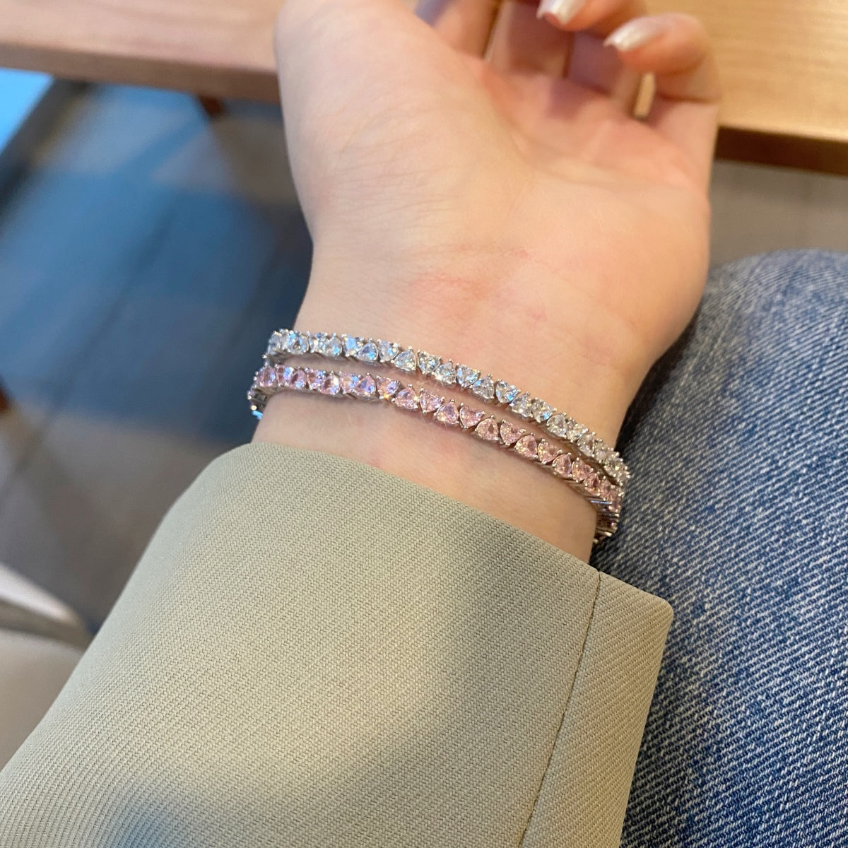 [Olivia JW]Dazzling Romantic Heart Shape Lover Bracelet