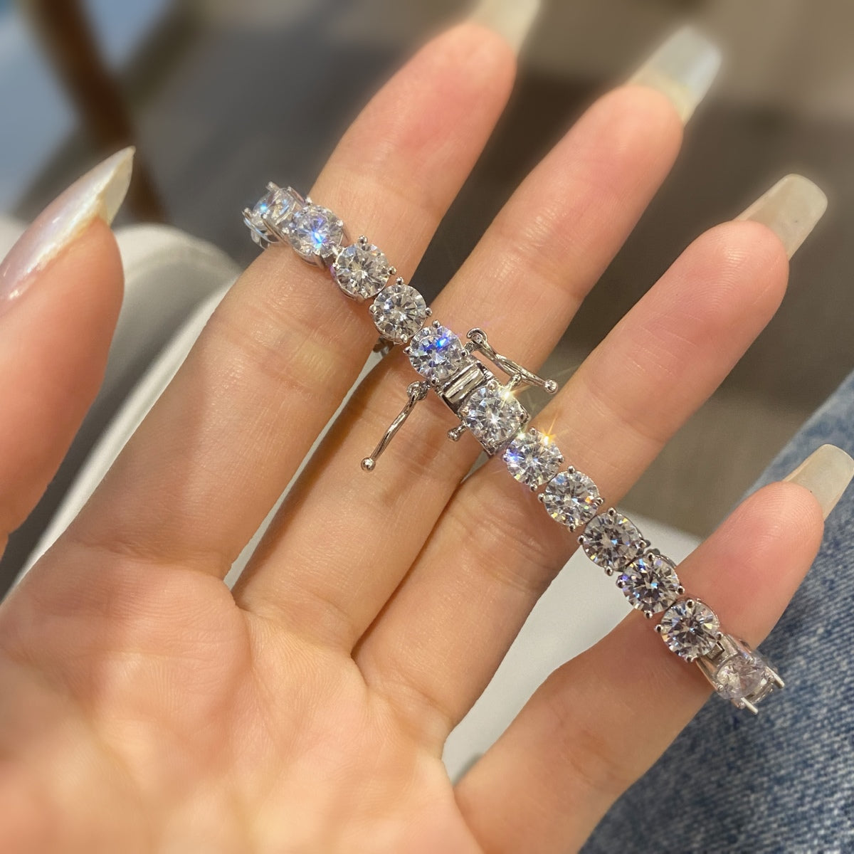 [Olivia JW]0.75 Carat Dazzling Round Cut Wedding Bracelet