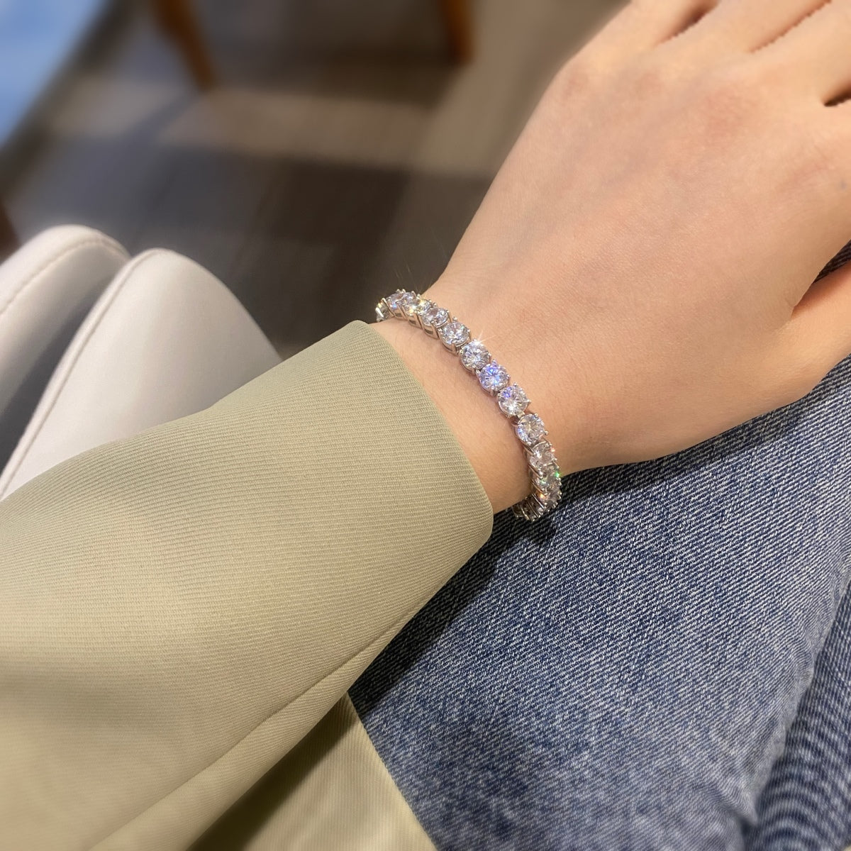 [Olivia JW]0.75 Carat Dazzling Round Cut Wedding Bracelet
