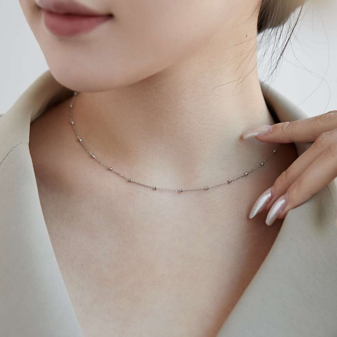 [Olivia JW]Small Bead Clavicle Chain Simple Necklace