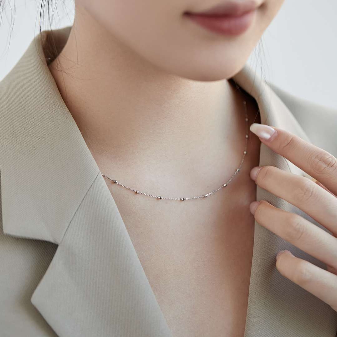 [Olivia JW]Small Bead Clavicle Chain Simple Necklace