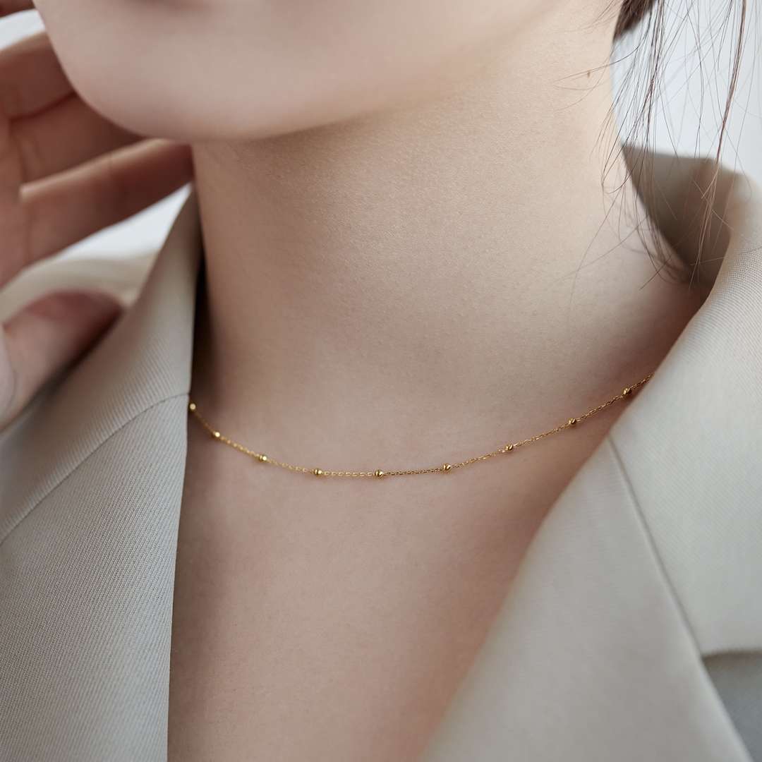 [Olivia JW]Small Bead Clavicle Chain Simple Necklace