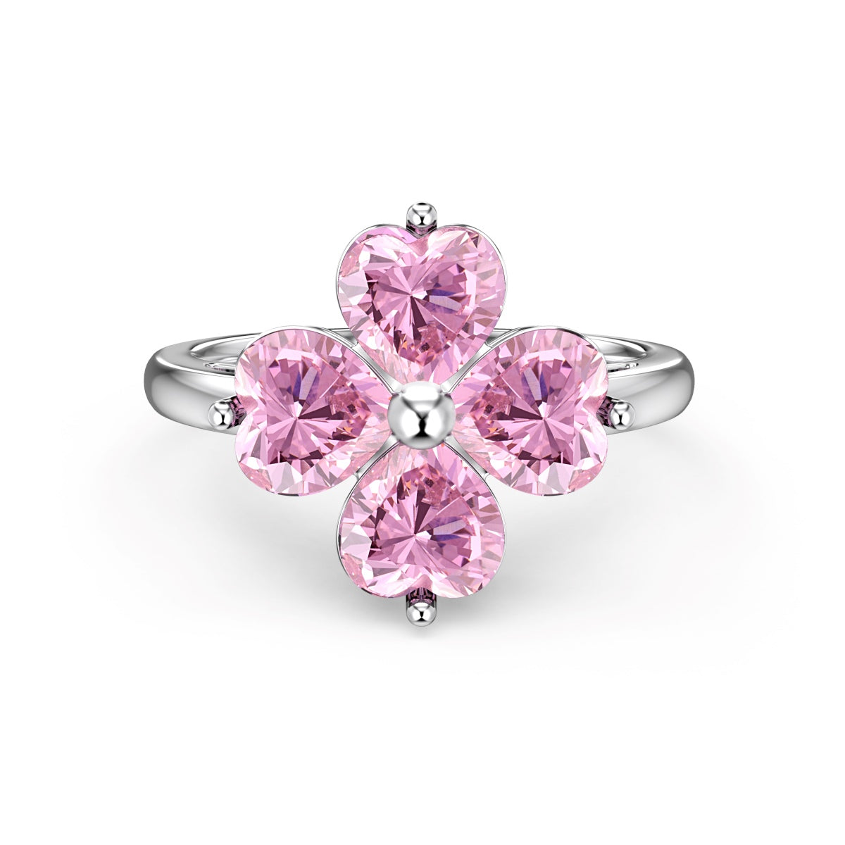 [Olivia JW]Heart-shaped Four-Leaf Clover Ball Ring