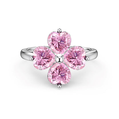 [Olivia JW]Heart-shaped Four-Leaf Clover Ball Ring