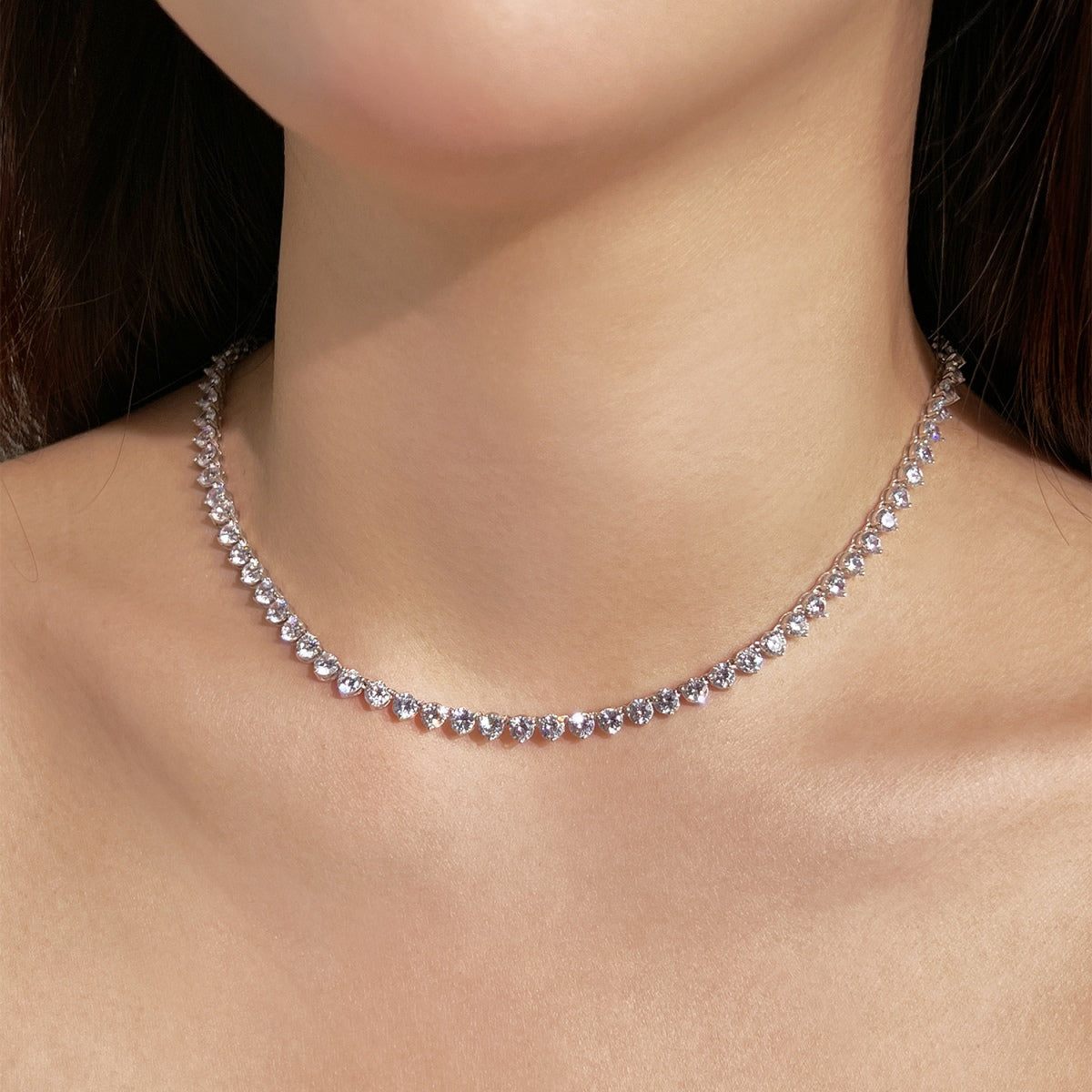 [Olivia JW]Ornate Heart Cut Tennis Necklace