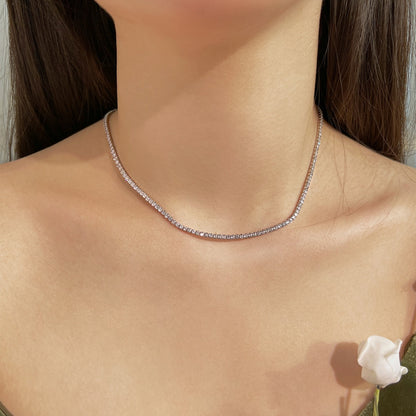 [Olivia JW]Delicate Round Shape Tennis Necklace