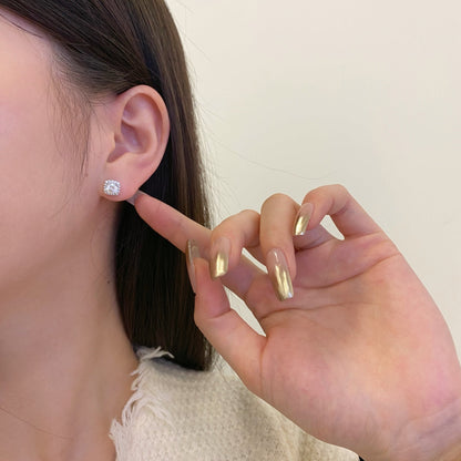 [Olivia JW]Classic Round Center Stone Stud Earrings