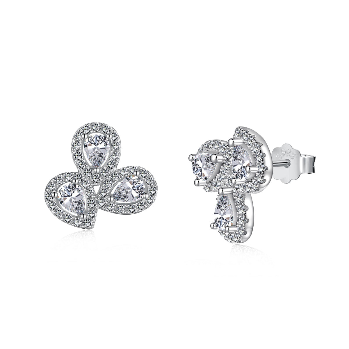 [Olivia JW]Ornate Flower Shape Pear Cut Lover Earrings