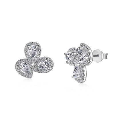 [Olivia JW]Ornate Flower Shape Pear Cut Lover Earrings