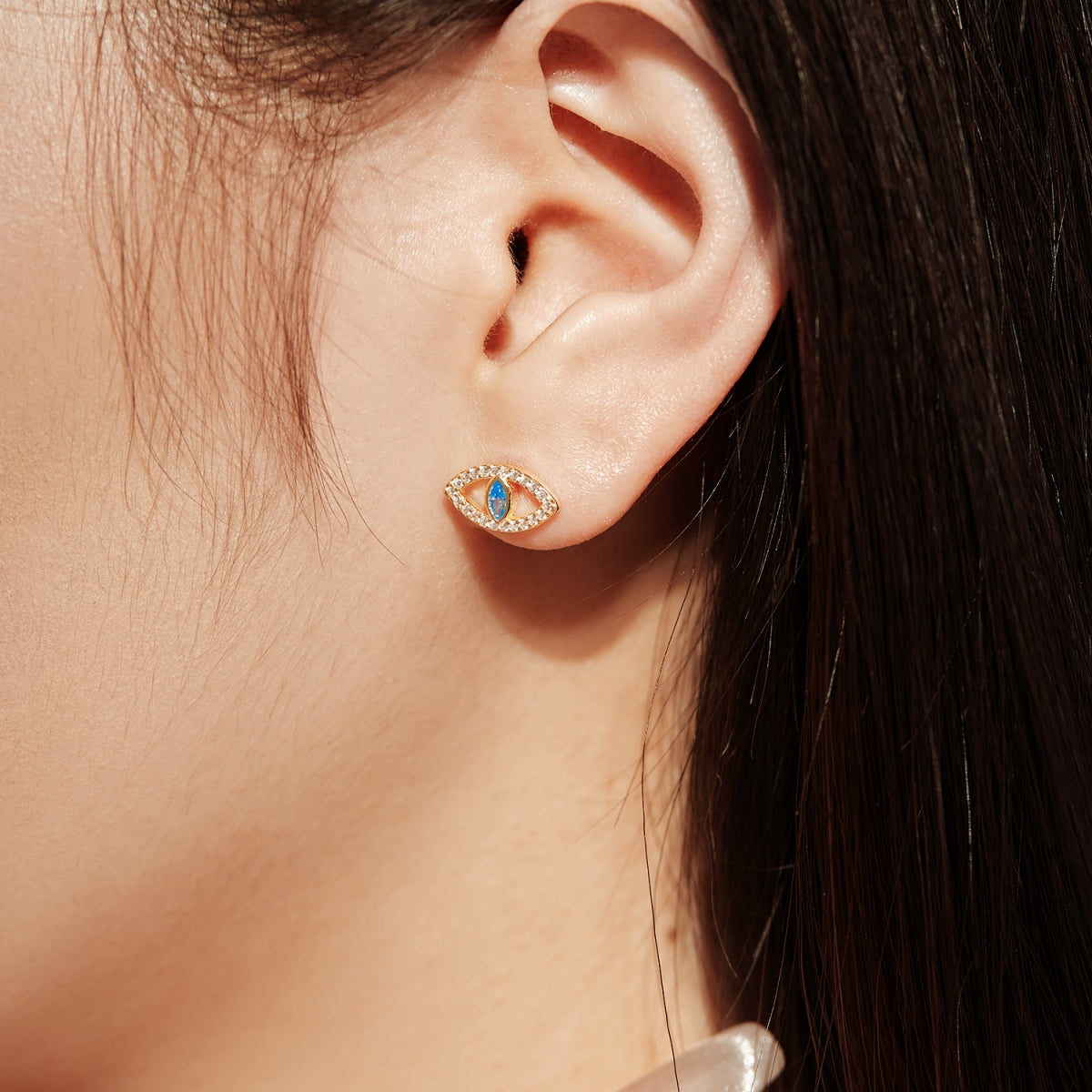[Olivia JW]Blue Devil Eyes Hollow Stud Earrings