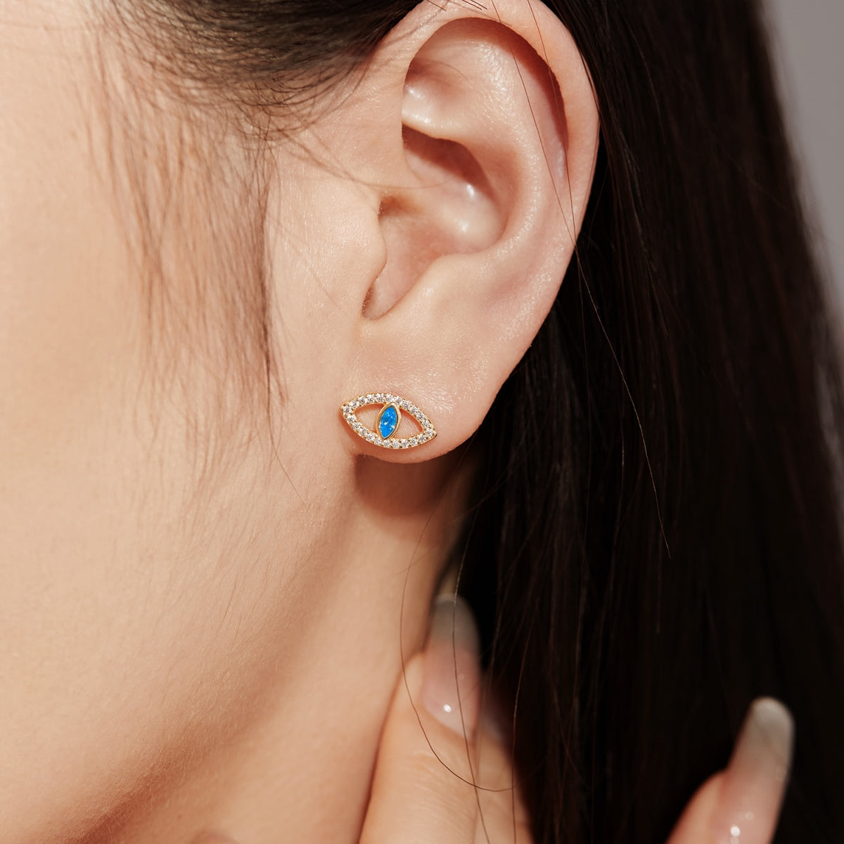 [Olivia JW]Blue Devil Eyes Hollow Stud Earrings