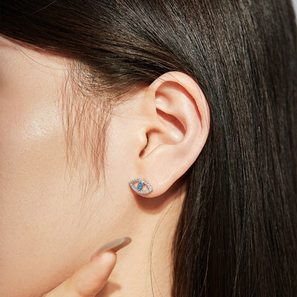 [Olivia JW]Blue Devil Eyes Hollow Stud Earrings