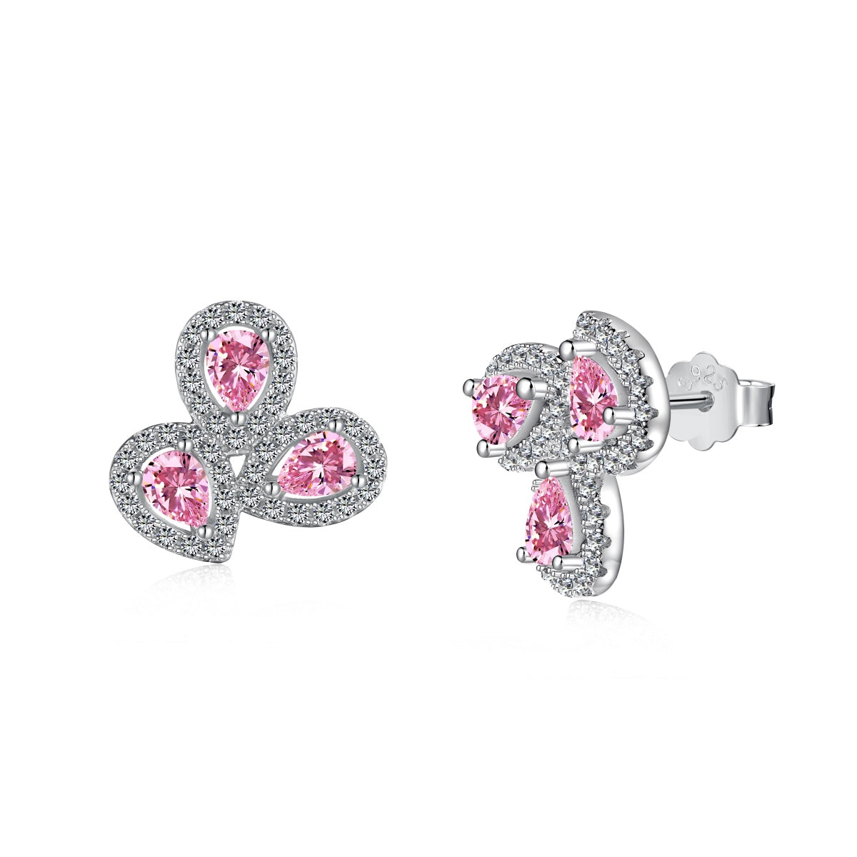 [Olivia JW]Ornate Flower Shape Pear Cut Lover Earrings