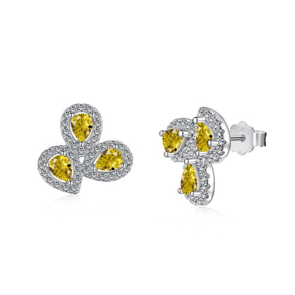 [Olivia JW]Ornate Flower Shape Pear Cut Lover Earrings