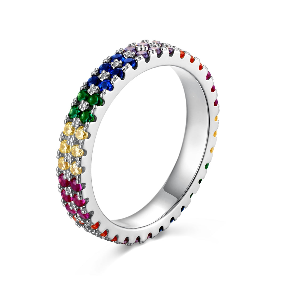 [Olivia JW]Unique Colorful Round Cut Tennis Ring