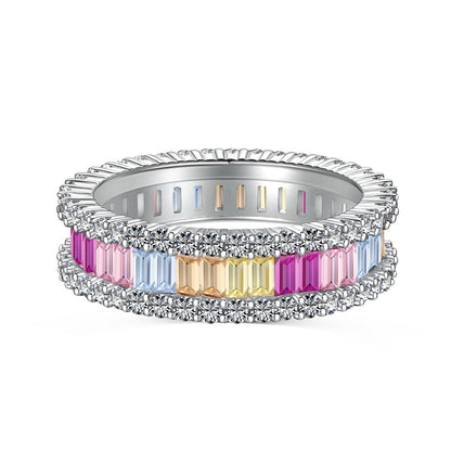 [Olivia JW]Dainty Kaleidoscopic Emerald Cut Daily Ring