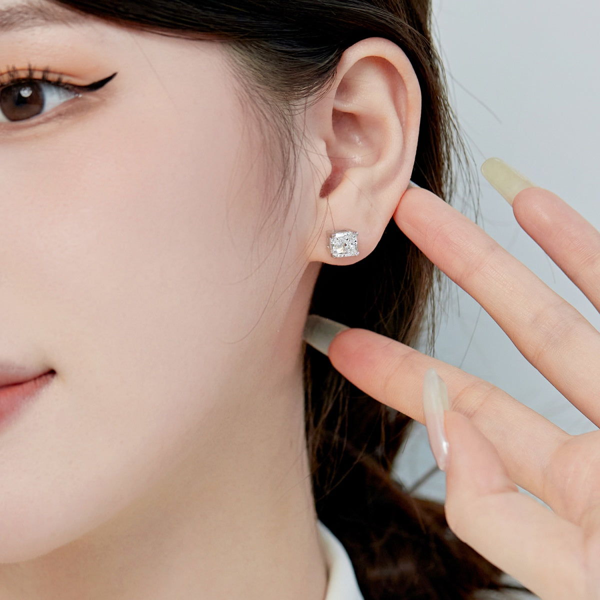 [Olivia JW]1.0 Carat Radiant Princess Cut Wedding Earrings