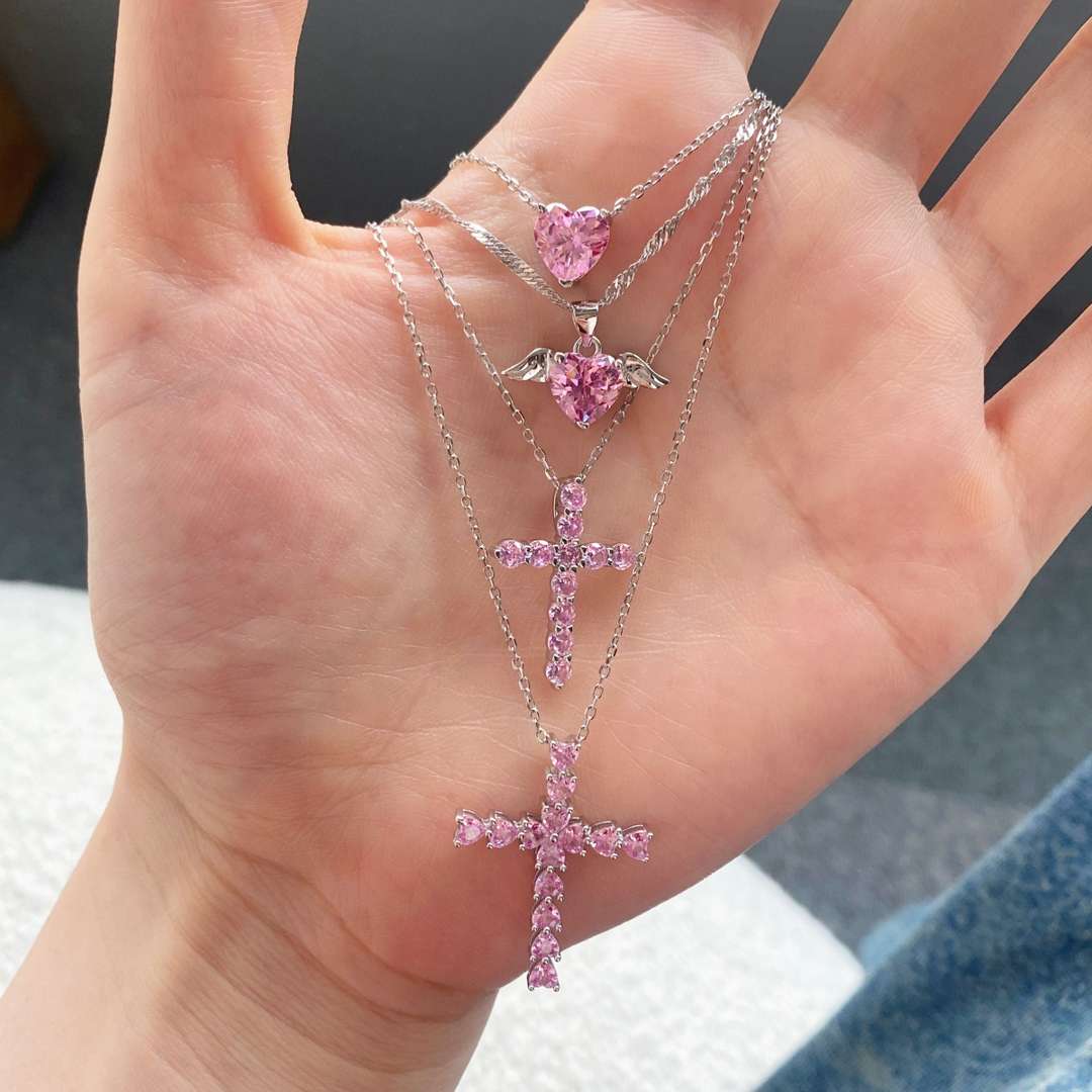 [Olivia JW]Heart Shape Main Stone Pendant Collarbone Necklace