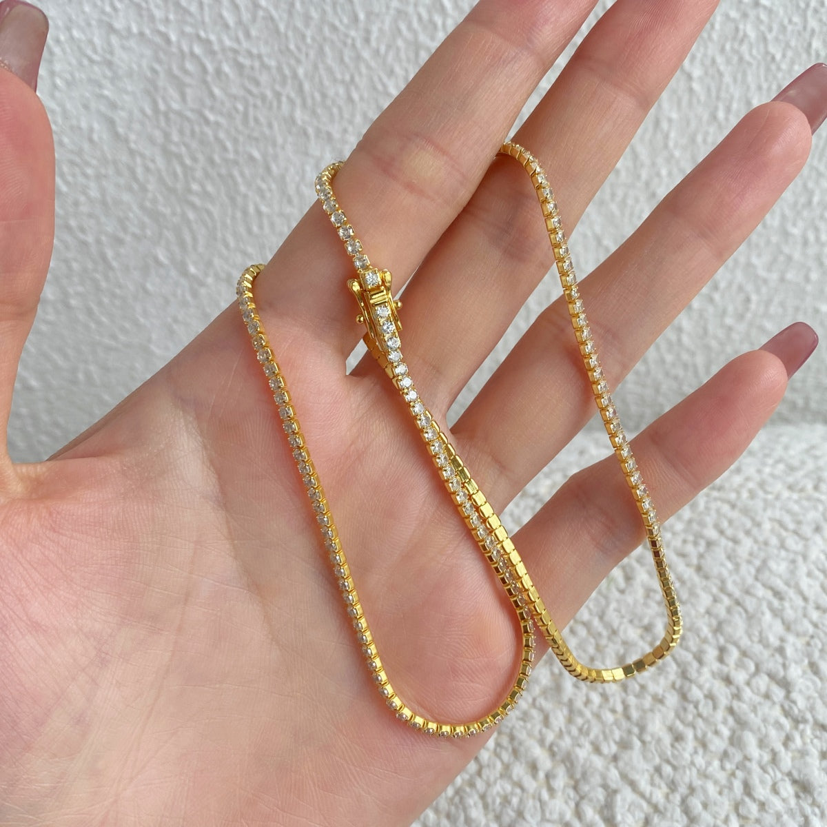 [Olivia JW]Delicate Round Shape Tennis Necklace