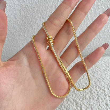 [Olivia JW]Delicate Round Shape Tennis Necklace