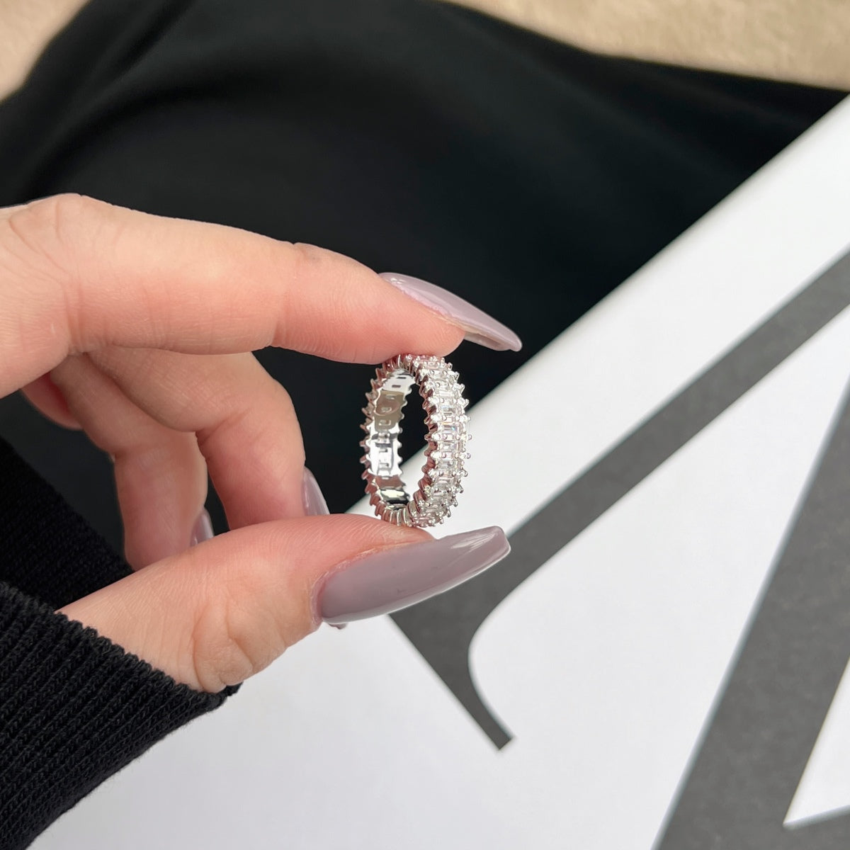 [Olivia JW]Splashy Ornate Emerald Cut Cocktail Ring