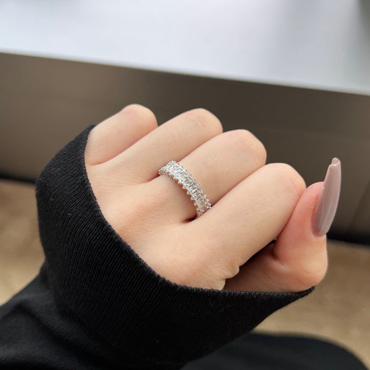[Olivia JW]Splashy Ornate Emerald Cut Cocktail Ring