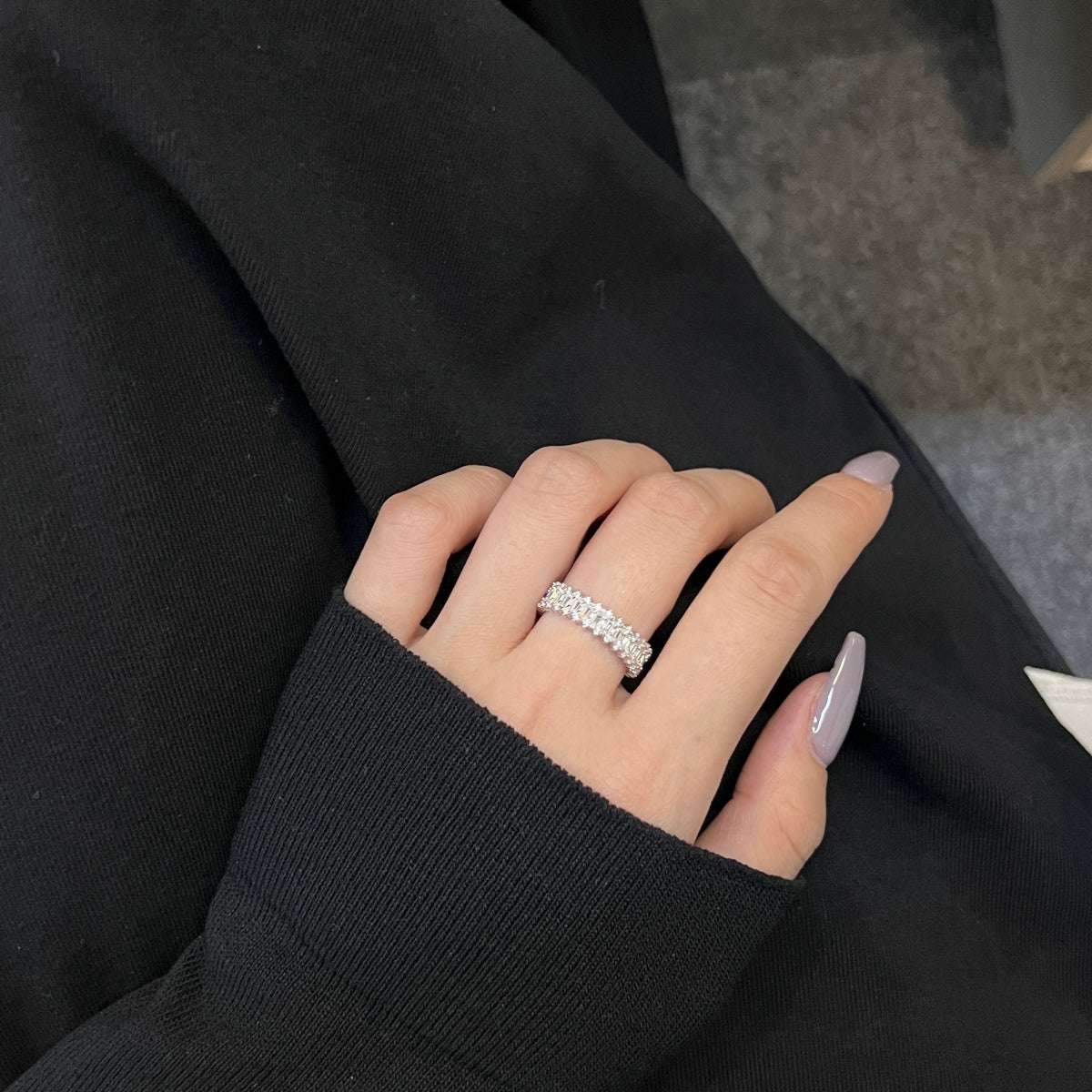 [Olivia JW]Splashy Ornate Emerald Cut Cocktail Ring