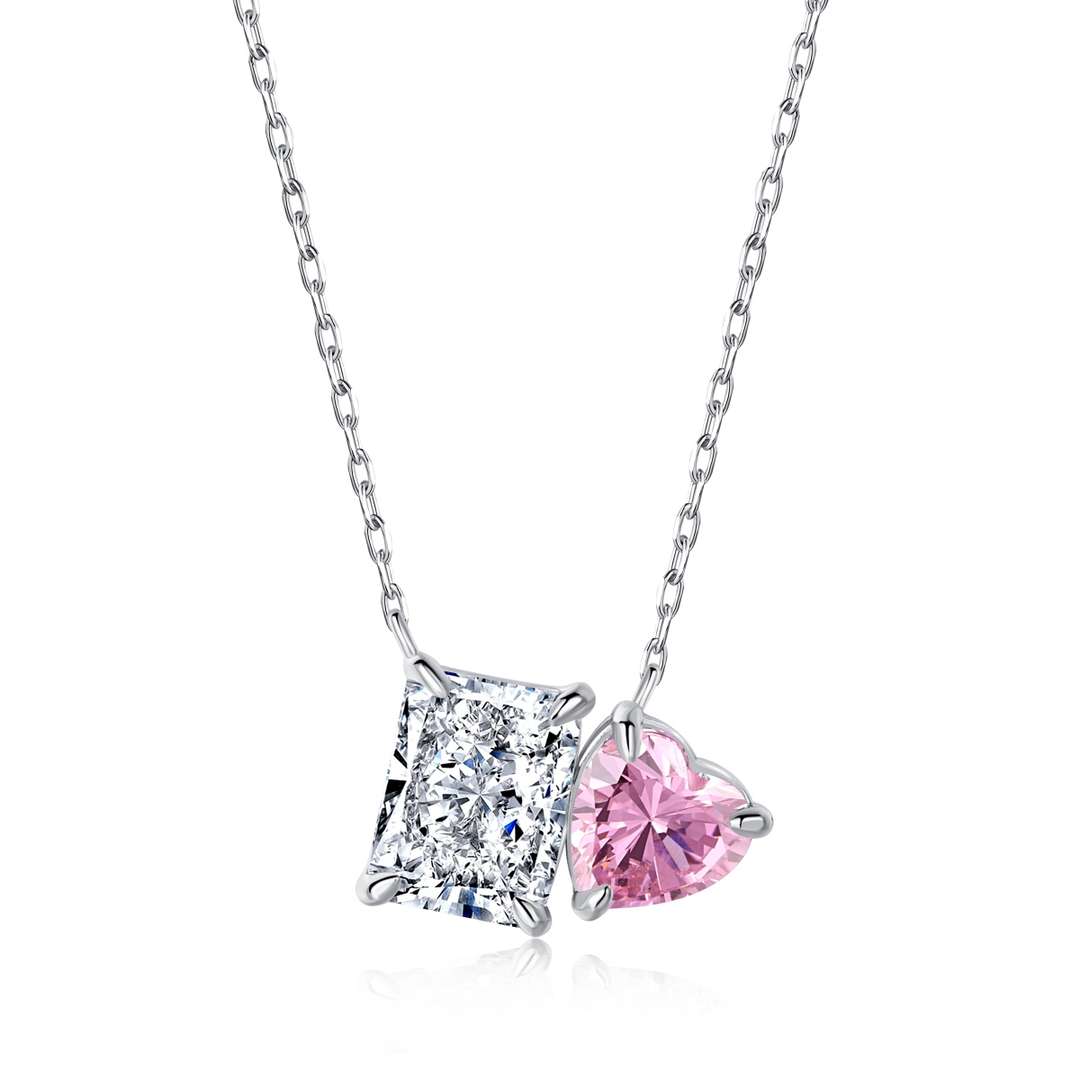 [Olivia JW]Dazzling Square & Heart Shape Necklace